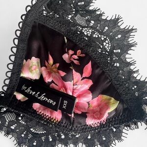For Love And Lemons Black and Pink Floral Lace Bralette